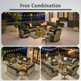thumbnail image 4 of Ovios 10-Piece Patio Furniture Set, All-Weather Outdoor Wicker Sectional with Swivel Chairs & Solar-Powered Table, Rattan Conversation Set for Garden, Patio, Backyard, Black, On Sale, 4 of 10