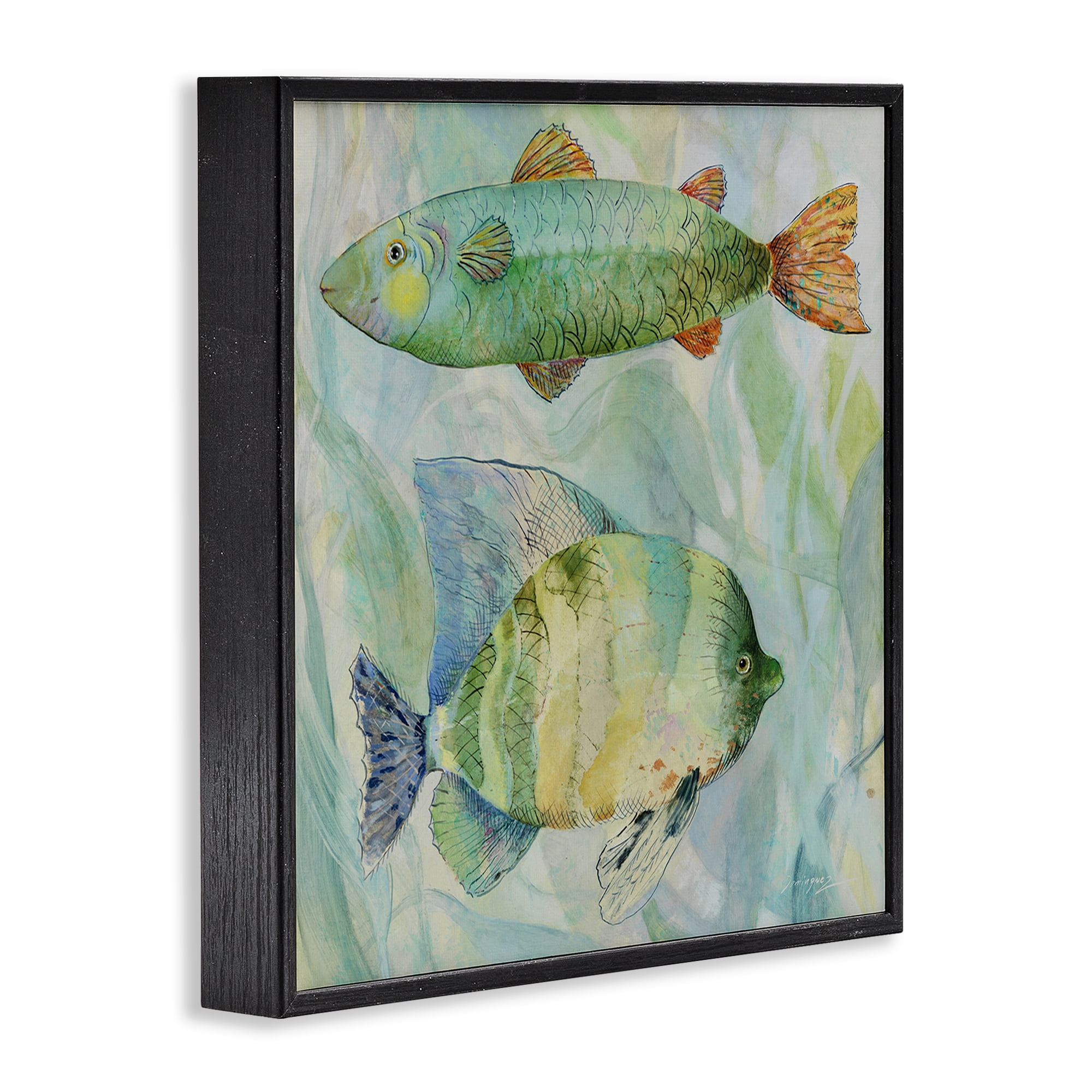 Stupell Industries Sweet Fish Duo Watercolor Black Framed Giclee Art, design by Lorenzo Collective