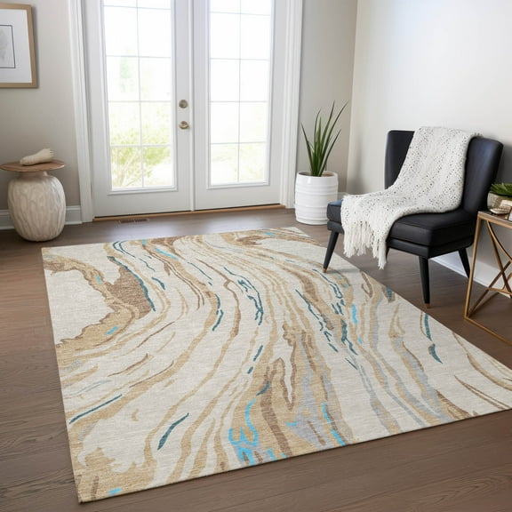 Addison Rugs Chantille Indoor/Outdoor Transitional Swirls Beige Washable Rectangle Rug, 10' x 14'