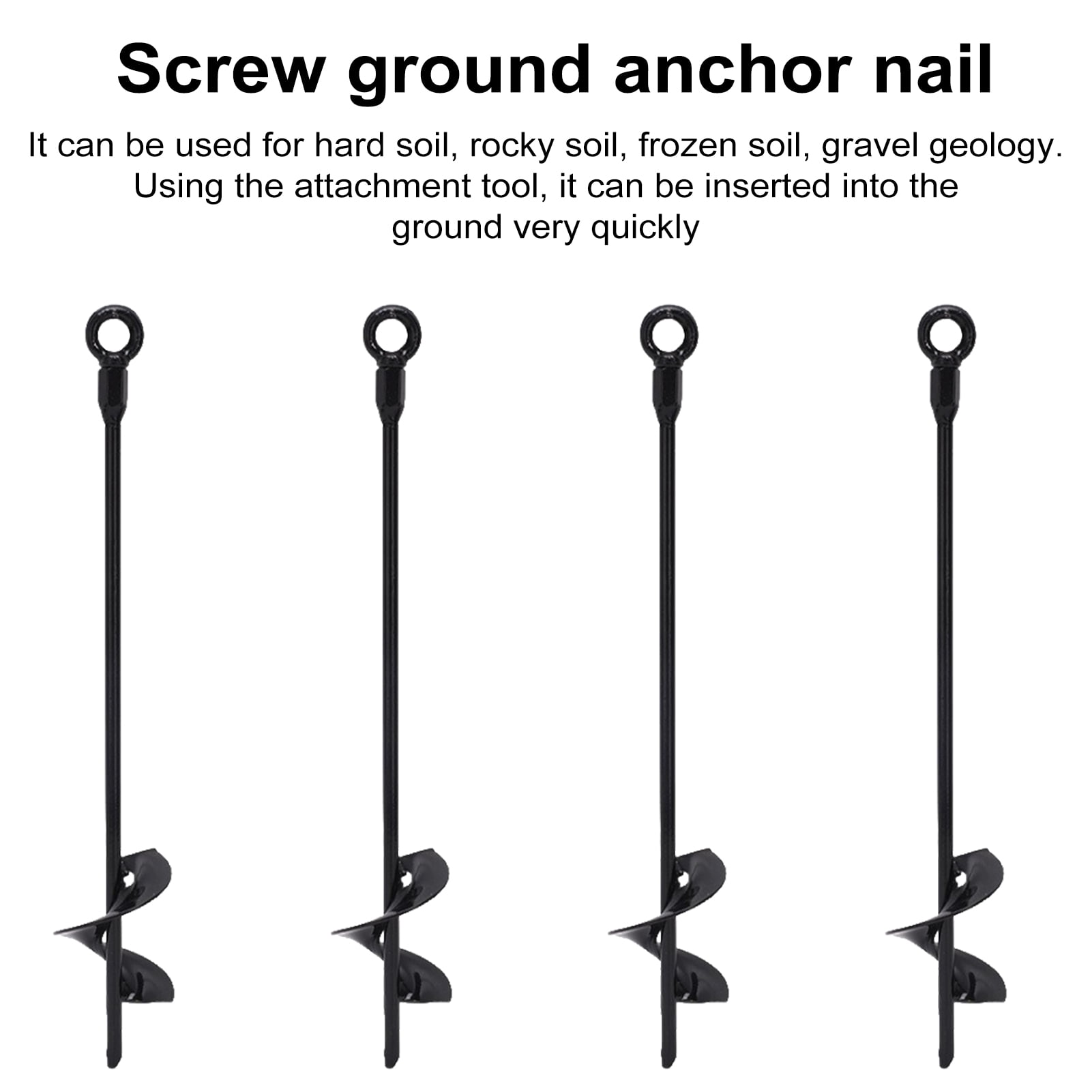 YIFAEUX 4Pcs Spiral Ground Anchors Heavy Duty Trampoline Anchors Anti-rust Coating Stable Fixation Tent Stakes with 14mm Drill Socket for Swings Sheds Tents Gazebos