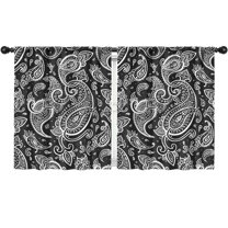 Blackout Kids Curtains,Black Paisley Pattern Childrens Insulated Curtains Set Of 2,Bedroom Essentials,Toddler Room Decor 52x63in(132x160cm)