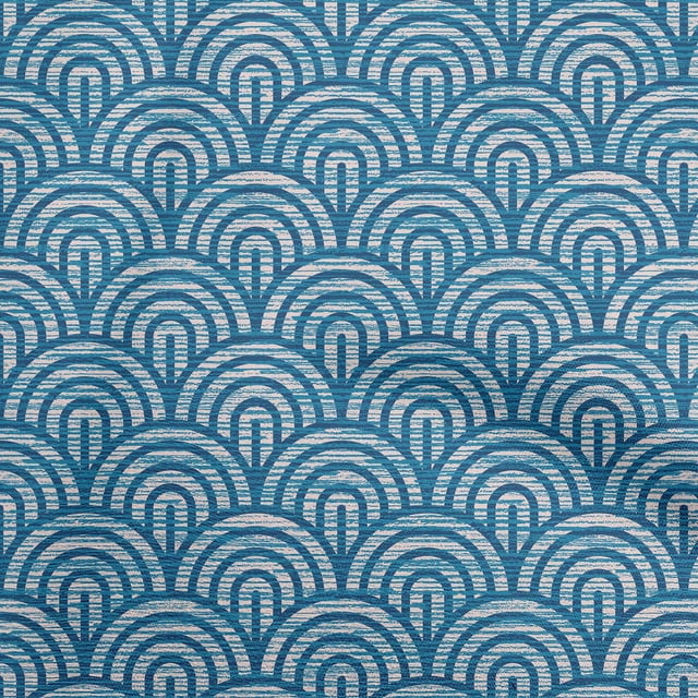 oneOone Polyester Spandex Medium Blue Fabric Asian Japanese Motif Sewing Craft Projects Fabric Prints By Yard 56 Inch Wide