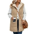 thumbnail image 4 of NAYTOAO Women Long Puffer Vest: Fall Zip up Reversible Fleece Jacket Winter Warm Sleeveless Hooded Coat with Pockets, 4 of 10