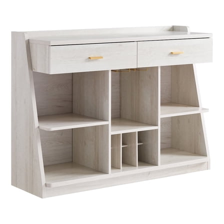 ENITIAL STAR Flyn Wood Multi-Storage Wine Cabinet in White Oak