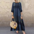 thumbnail image 4 of Tignapoo Robe d'Été Vintage 2022: Robe Midi Imprimée Rétro Décontractée avec Manches 3/4, Grande Taille Robe Kaki pour Femmes, Mode Amazonienne Transfrontalière, 4 of 5