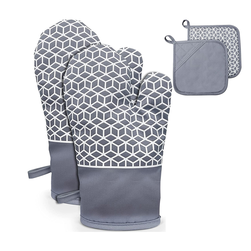 Lot De 6 Maniques En Coton 18 X 18 Cm - Antidérapantes Avec Trous De Suspension - Noir Blanc Gris - Pour Casseroles, Four Et Protection Des Surfaces