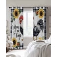 thumbnail image 4 of Black White Retro Rooster Kitchen Curtains Sunflower Farmhouse Checkered Cafe Short Curtains for Bathroom Blackout Window Curtain Small Window Treatment Drapes for Bedroom Living Room 52"x45"x2, 4 of 9
