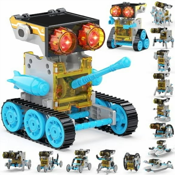 30-in-1 Solar Robot Kit - 243 Pieces,STEM Educational Building Set for Kids Aged 8-12,Science Experiment Gift for Birthdays (Blue)