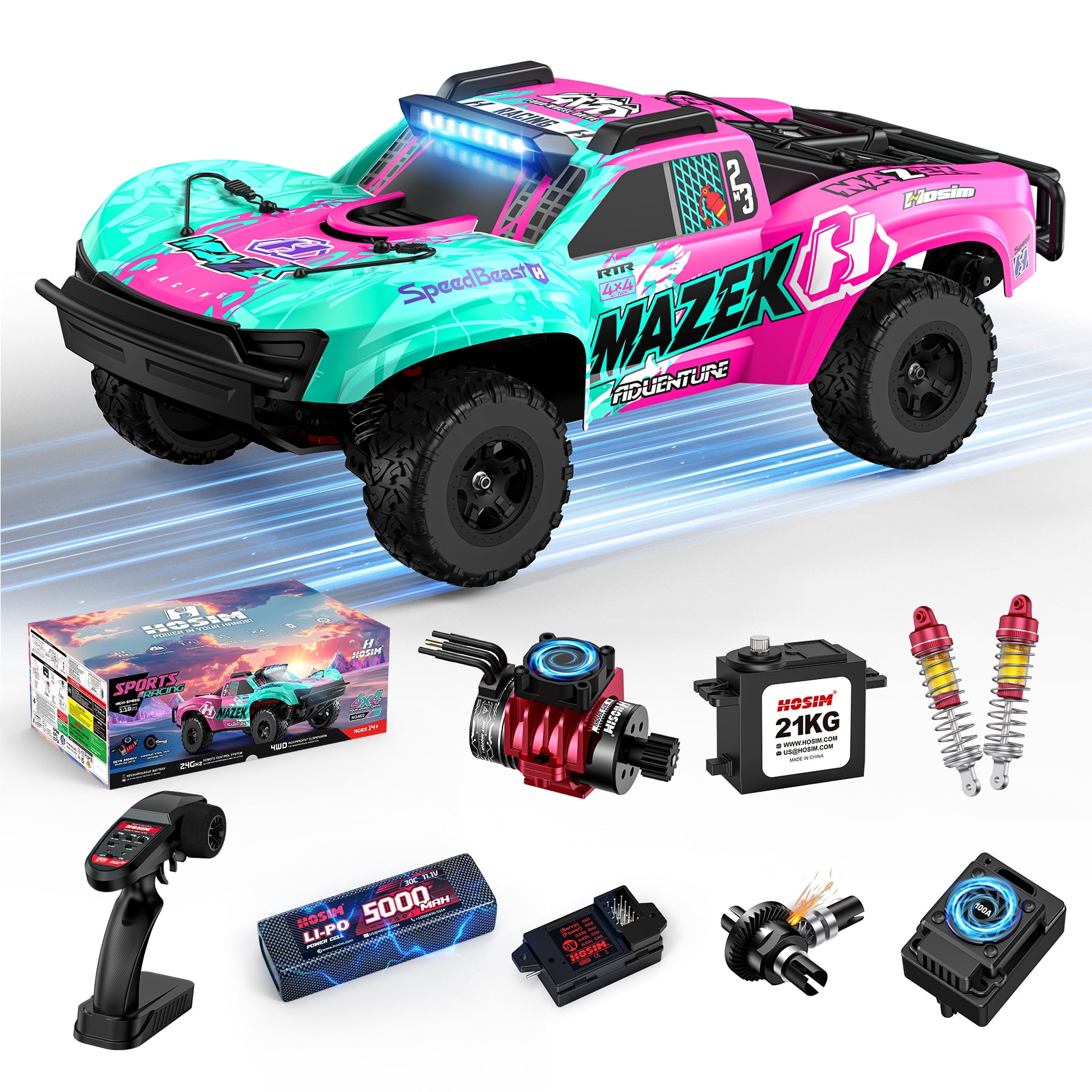 Power Craze Rock Force 4x4 RC AWD Off-Road Vehicle 1:10 Scale Red