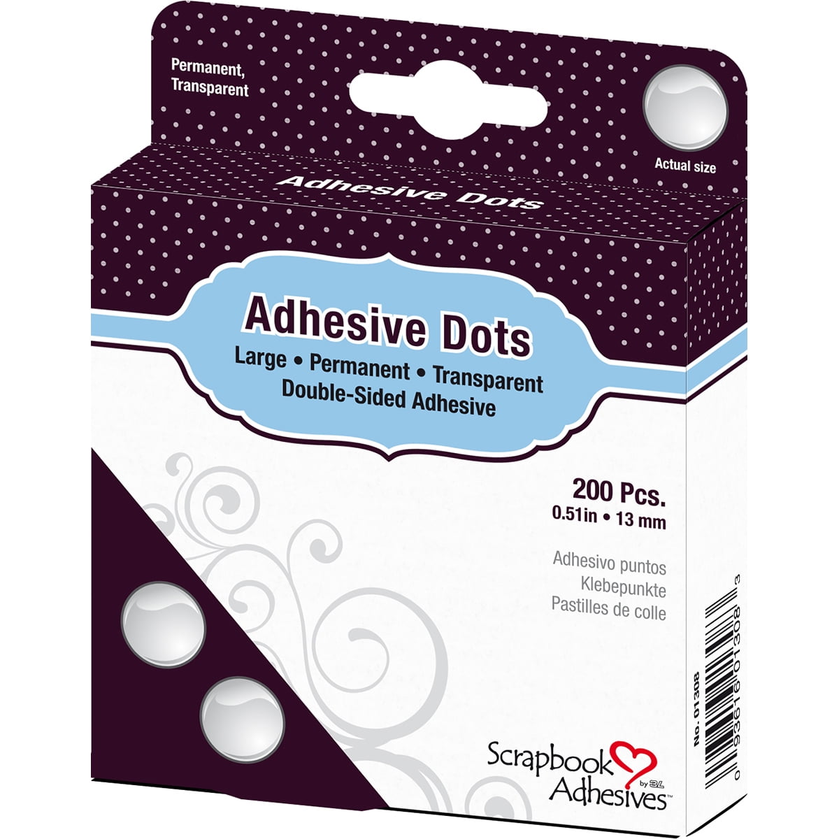 Scrapbook Adhesives Large Dots 200/PkgPermanent, .51"