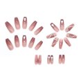 thumbnail image 5 of Uñas postizas con degradado de bailarina y ataúd, cobertura total con diamantes de imitación y forma de corazón, 5 of 5