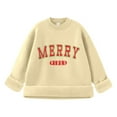 thumbnail image 4 of Fiaer Merry Christmas Women's Sweater Lined Warm Knitted Pullover Oversized Thermal Long Sleeve Loose Fit Crew Neck Warm Xmas Tops Beige M, 4 of 5