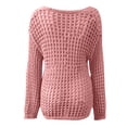 thumbnail image 5 of Women's Lightweight Hollow Out Knit Beach Cover Up Long Sleeve Casual Loose Fit Summer T-Shirt For Outing Oversized T-shirts Short Sleeve Crewneck Casual Tops, 5 of 6