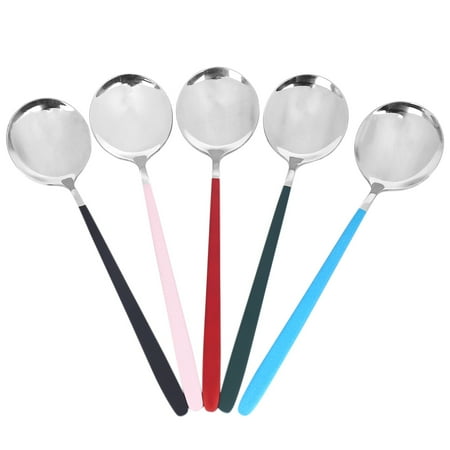 

5 Pack Soup Spoons Stainless Steel Ice Cream Soup Spoons Coffee Spoons Teaspoons for Dinner Long Handle Table Spoon