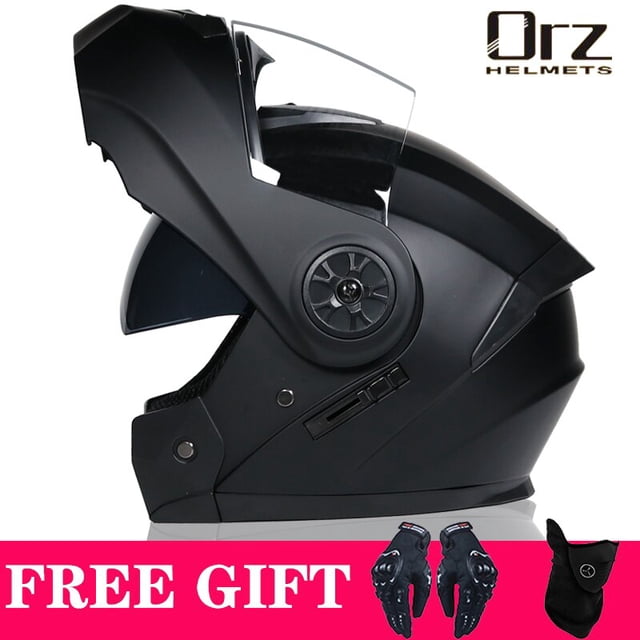 Casco Modular de seguridad para motocicleta, visera Interior de doble lente, aprobado por DOT