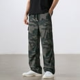 thumbnail image 2 of Men's Camo Cargo Pants Fall Winter Combat Military Casual Streetwear Drawstring Trousers CE2 Pant, 2 of 9