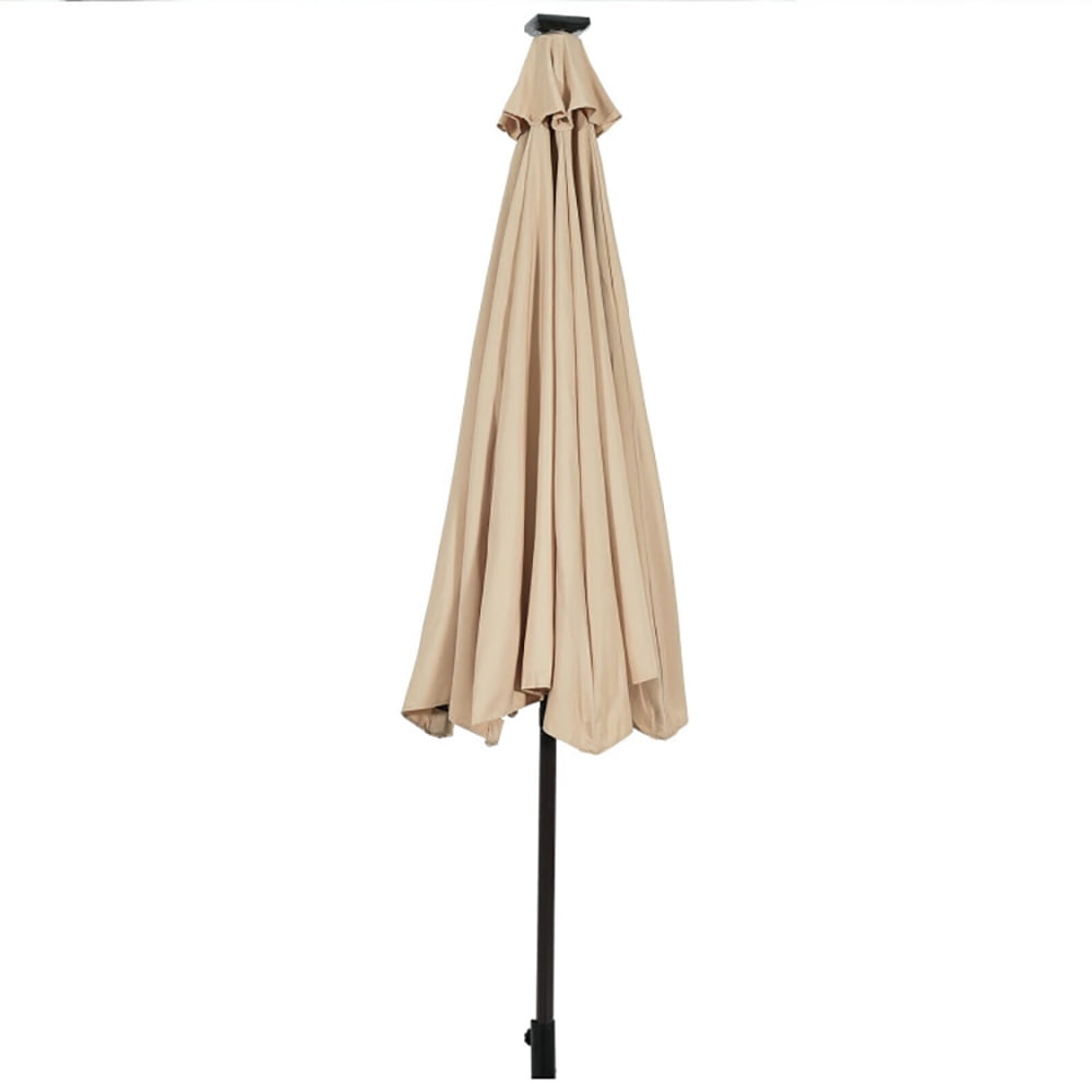 Aimee Lii 10' Solar LED Lighted Patio Market Umbrella Shade Tilt Adjustment Crank, Table Umbrella Outdoor Patio, Beige Aimee Lii 10' Solar LED Lighted Patio Market Umbrella Shade Tilt Adjustment Crank, Table Umbrella Outdoor Patio, Beige