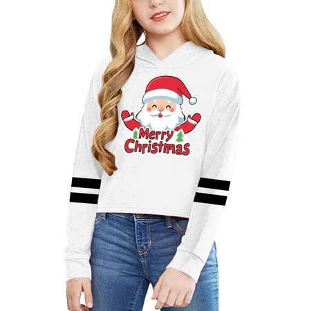 Girls Hoodies Graphic Letter Print Pullover Tops Long Sleeve Casual Soft Sweatshirts for Young Ladies