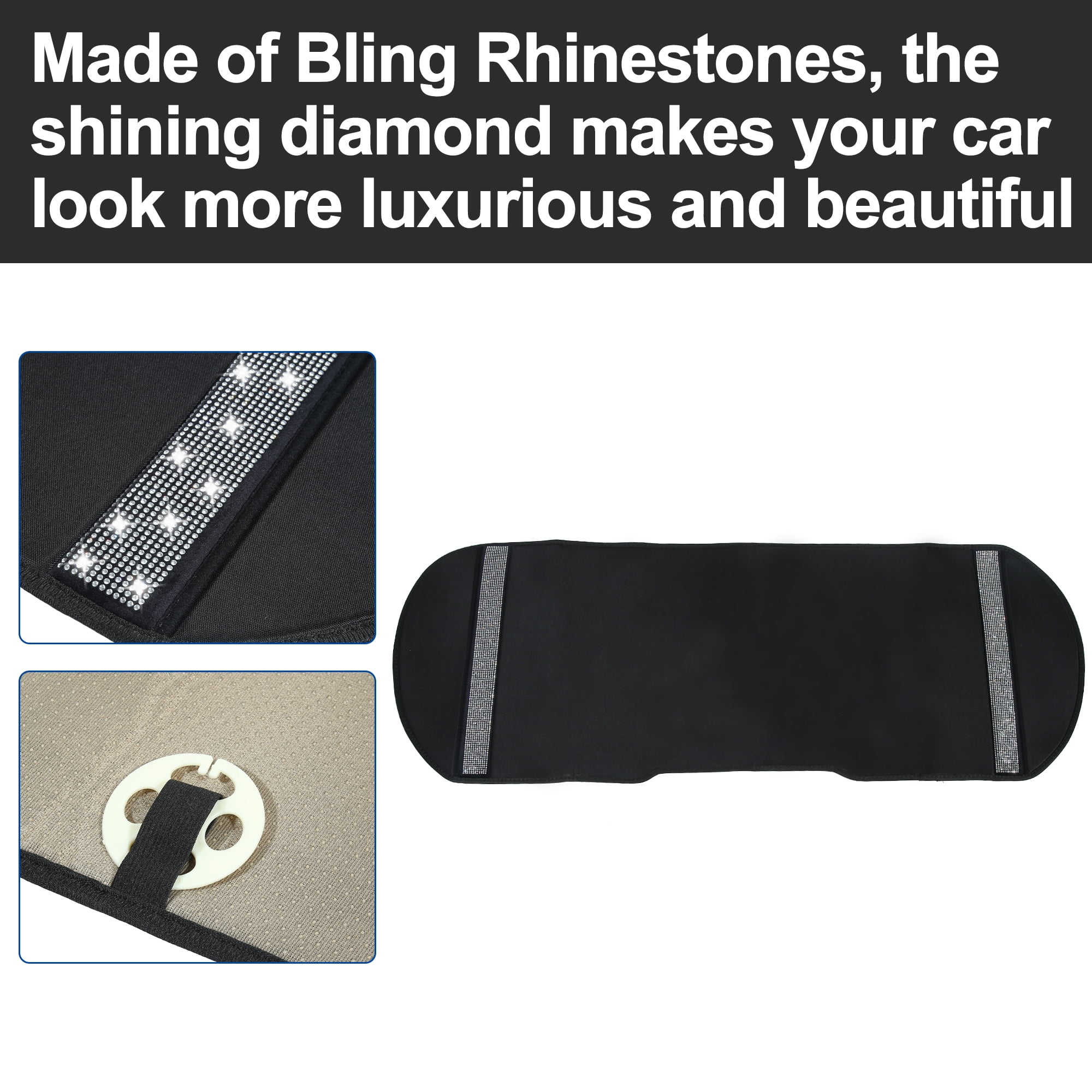 Unique Bargains Bling Car Rear Back Seat Mesh Covers Pad Mat Faux Leather Universal Black