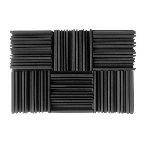 Graflsoa 6-Pack High-Density Acoustic Foam Panels, 25x25x5cm, Eco-Friendly Flame Retardant Soundproofing Tiles for Walls & Ceilings, Black