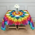 thumbnail image 3 of Colorful Rainbow Tie Dye Spiral Pattern Square Tablecloth,Waterproof Square Table Cover,Wipeable Spillproof Washable Table Cover for Home Kitchen Party Decor 52"x52"(132x132cm), 3 of 6