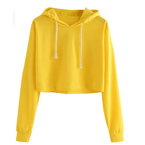 Women's Casual Long-sleeved Pullover Hoodie Crop Top Sweatshirt