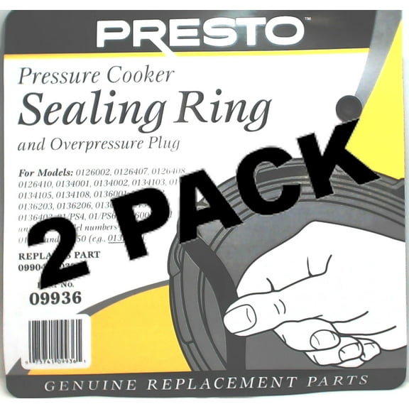 2 Pk, Presto Pressure Cooker Sealing Ring Gasket, 09936