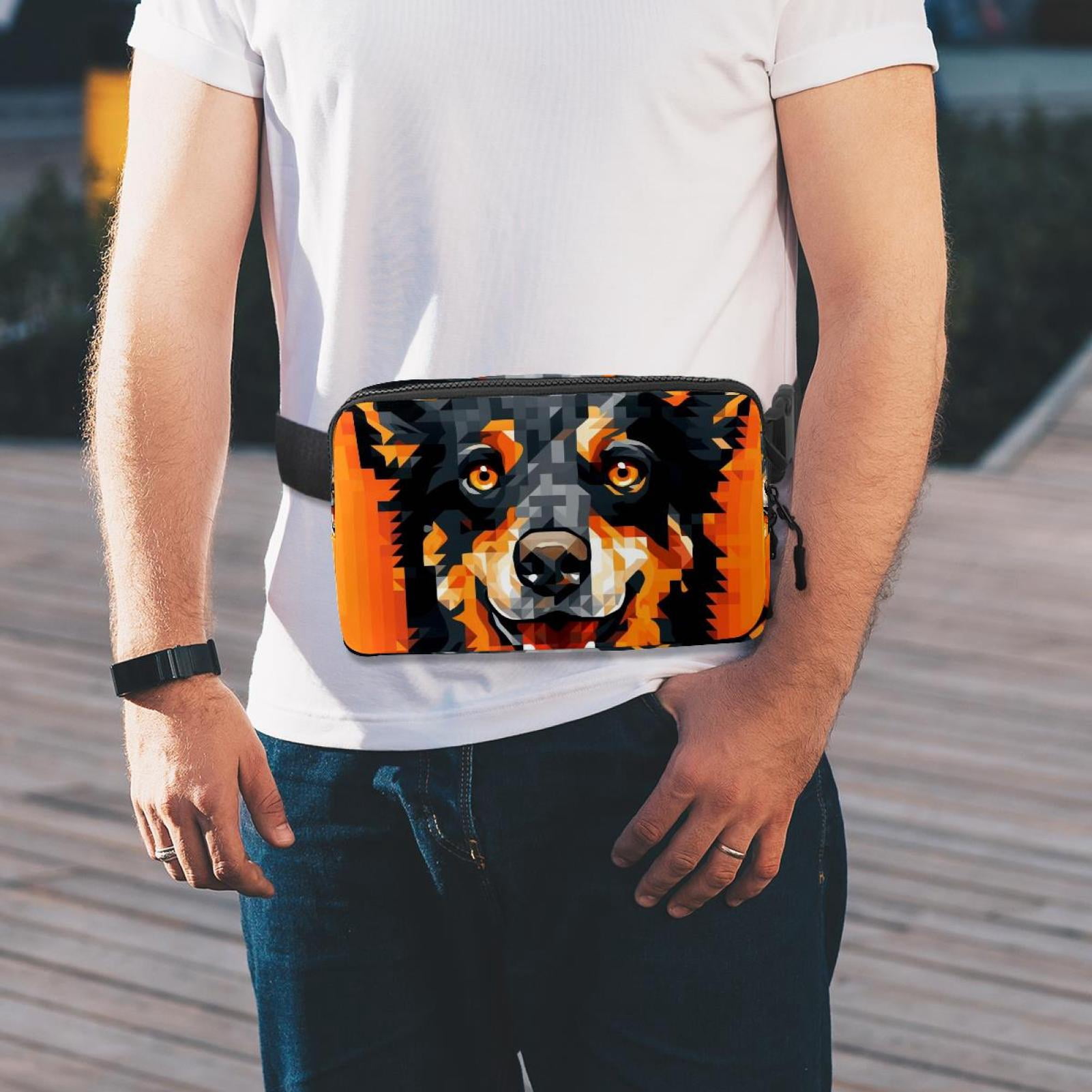 Pixel dog Lightweight Adjustable Crossbody Bag with Extension Strap for Unisex - Waist Packs, Fanny Pack, Crossbody Bag