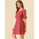 thumbnail image 4 of Vestido floral de manga corta con campana de cintura fruncida sin espalda de verano para mujer rojo XL, 4 of 6