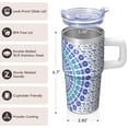 thumbnail image 3 of Bohemian Design 20oz Tumbler with Lids & Straws, Stainless Steel Insulated Travel Mug, Double Wall Vacuum Cup, Leakproof Thermal, 3 of 5