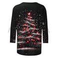 thumbnail image 4 of MaFYtyTPR Women's Christmas 3/4 Sleeve Tops Fashion Festival Printed Bow Round Neck Three Quarter Sleeve Loose T-shirt Plus Size Gray XL, 4 of 5