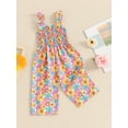 thumbnail image 4 of Musuos Kid Girl Summer Casual Jumpsuit 6M 12M 18M 24M 3Y 4Y Floral Print Sleeveless Wide Leg Romper Pants Toddler Cute Clothes, 4 of 10