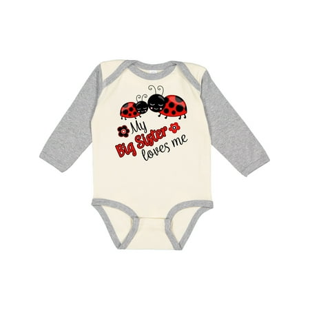 

Inktastic My Big Sister Loves Me with Cute Ladybugs Gift Baby Boy or Baby Girl Long Sleeve Bodysuit