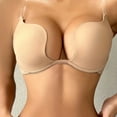 thumbnail image 1 of Sujetador push-up de escote bajo con tiras transparentes Sujetador de escote con aros convertible convertible de corte bajo, ropa interior y lencería de mujer, 1 of 4