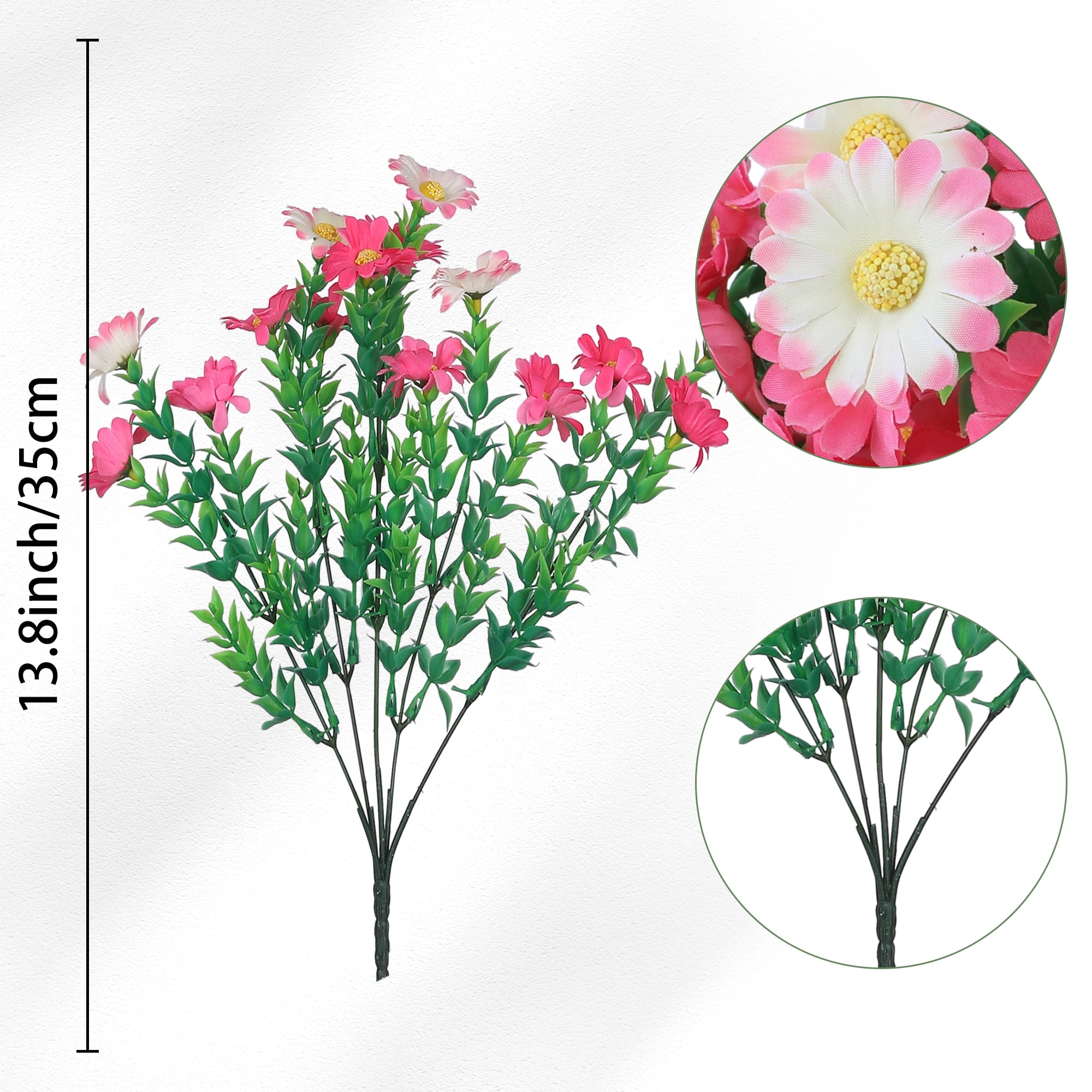 Unique Bargains 6pk Artificial Daisies Flowers Stems Fake Floral Bouquet for Home Hot Pink