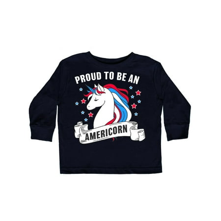 

Inktastic Proud To Be an Americorn with Unicorn and Stars Gift Toddler Boy or Toddler Girl Long Sleeve T-Shirt