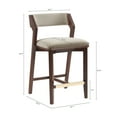 thumbnail image 3 of Patricia Modern Wood Upholstered Counter Stool in Linen, 3 of 9