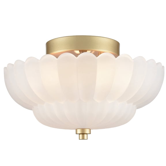 Claxy 11.61 in Dimmable 3-Light Gold Bedroom Flush Mount Lights with Milk Glass Shades