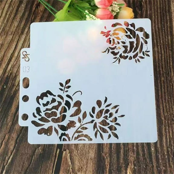 Clearance! Denhf 1Pc Pattern Stencils, Reusable Craft Stencils, Art Stencils for Painting on Wood Furniture Card Canvas Paper, Stencils for Scrapbooking, Texture Stencils, 5.5x5.1 Inch, White