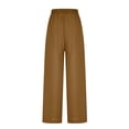 thumbnail image 4 of XFLWAM Women's Plus Size Wide Leg Pants Elastic Waist Loose Fit Casual Pants with Pockets Brown 5XL, 4 of 6