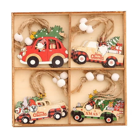 

SHANGFAJ Pendant 12Pcs Christmas Tree Pendant Cartoon Color Painted Anti-fade Reusable Boxed Festival Decoration Lanyard Wooden Xmas Santa Claus Gnome Car Glove Pendant Party Supplies