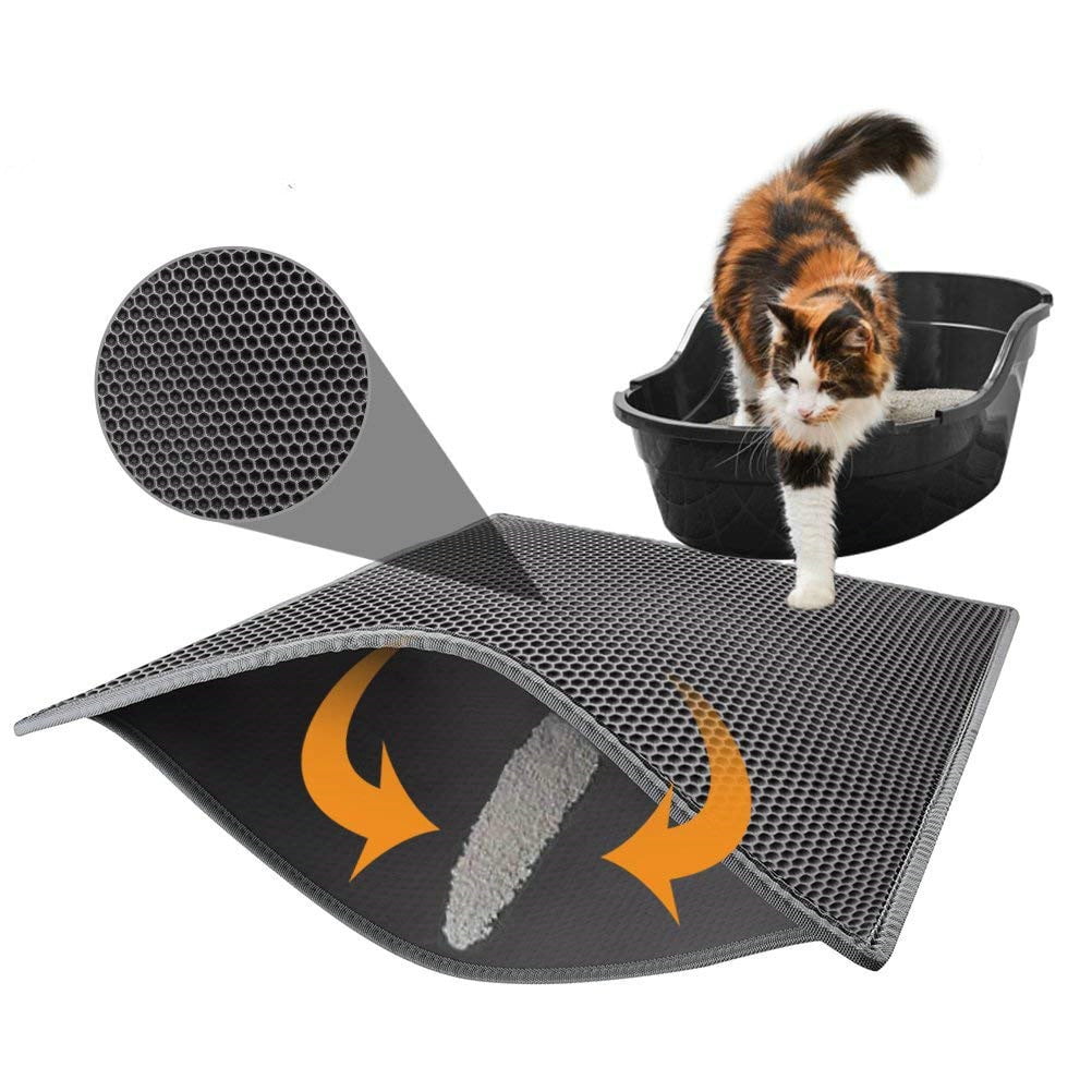 Mat for Cats Double Structure Cat Litter Tray Mat Waterproof Grey 58x75cm Walmart