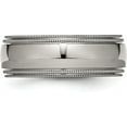 thumbnail image 4 of Chisel Titanium Polished 8.2mm Grooved and Beaded Edge Band - Ring Size 10.0-4.8gm, 4 of 8