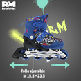 thumbnail image 2 of Patines en línea ajustables RM REGALOMEX para niños talla 19.5-23.5 azul mediano, 2 of 6