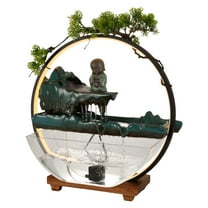 Wildnix Tabletop Water Fountain with LED Light, Fish Tank, and Mist Maker, Decorative Indoor Fountain for Stress Relief and Tranquility