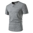 thumbnail image 2 of Lovskoo Shirts for Men Round Neck Short Sleeve Casual Solid Color Trendy Pullover T Shirt Blouse Vacation Beach Summer Tops Gray, 2 of 8