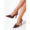 thumbnail image 5 of On feet& in love Women's Pointed Toe Cross Strap Slingback PU Leather Stiletto Heels - Wine-red Dress Shoes for Work & Party - Size 5.5, 5 of 7