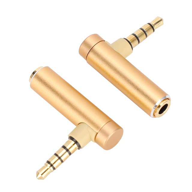 Durable Audio Cable Jack, L-Shaped Male To Female Plug Stereo Connector, Digital Cameras For Mobile Phones Gold