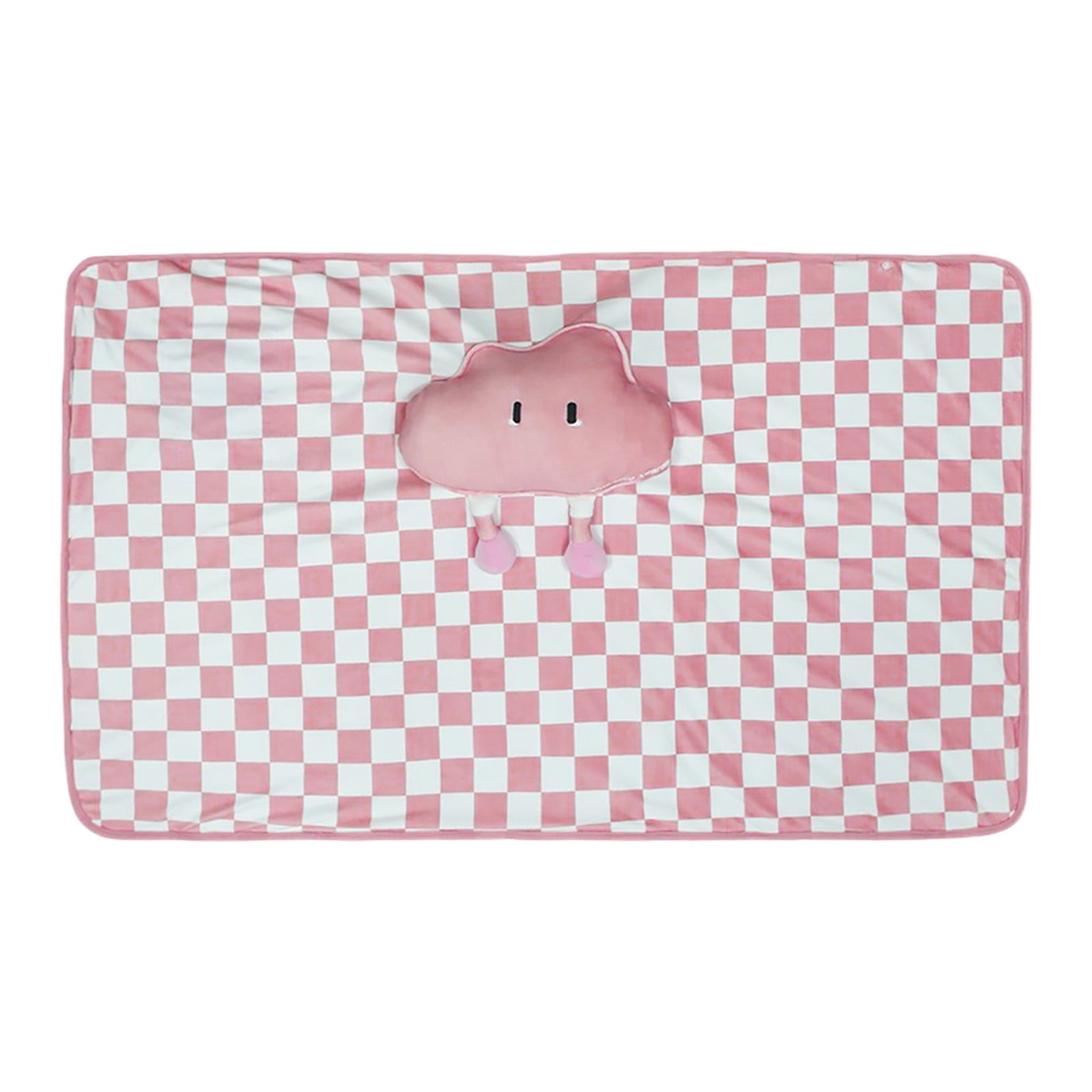 USB Electric Heating Blanket 45"x31" with 3D Cloud Design, Checkered Pattern Portable Throw for Home Office Travel, Fast Warmth & Auto Safety Shut Off