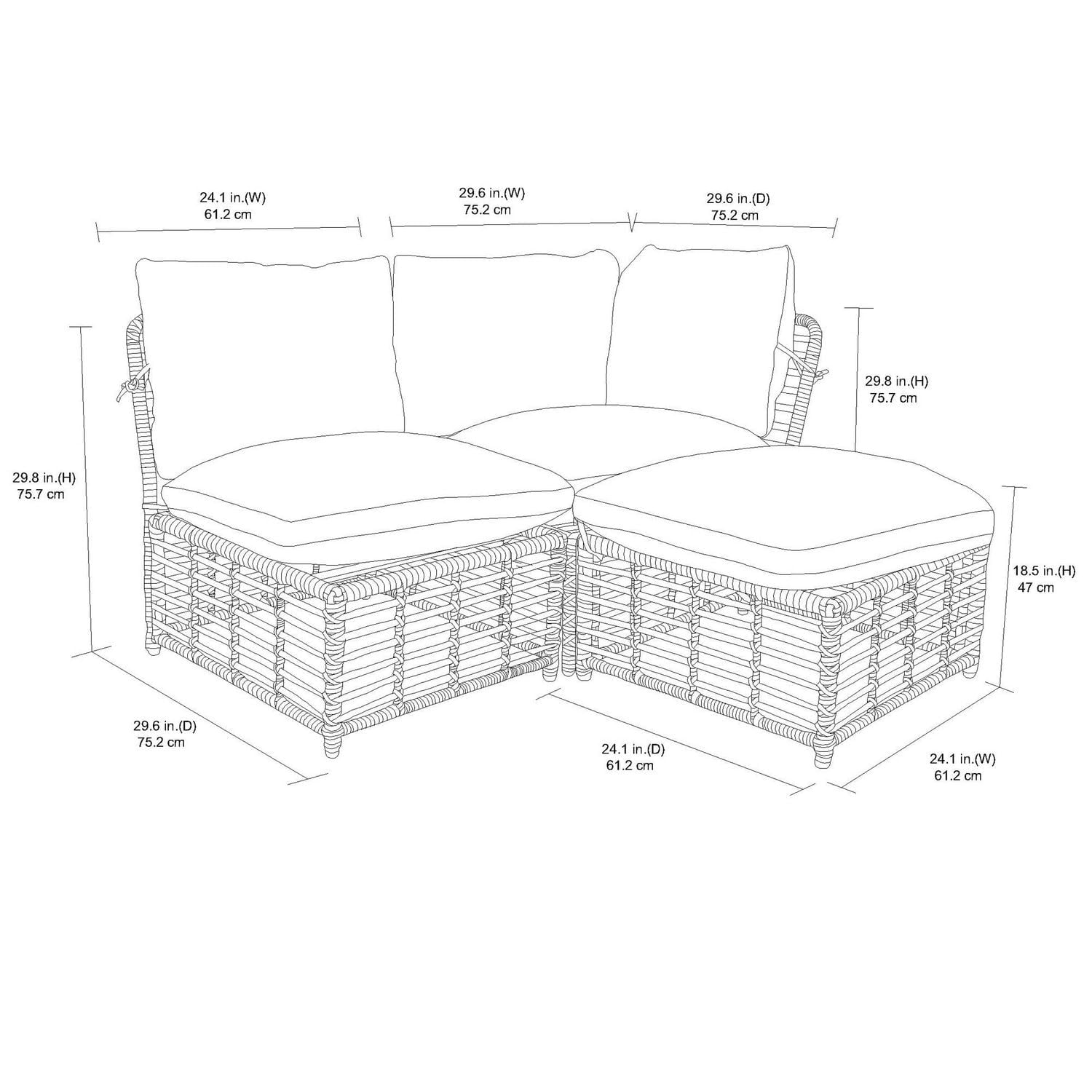 HOMETRENDS Deco Sol 3-Piece Patio Modular Sectional Set - Grey